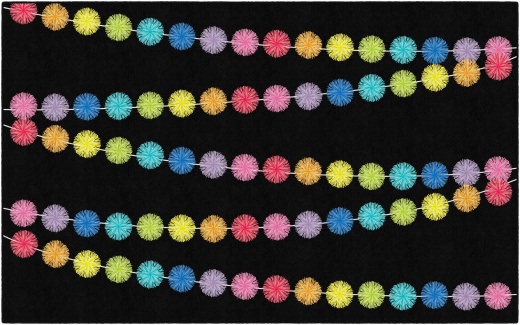 Rainbow Poms On Black 7'6" X 12'