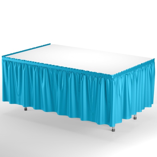 Turquoise Plastic Table Skirt - Factory Direct Party