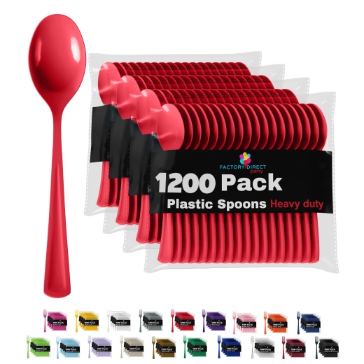 Heavy Duty Red Plastic Spoons | Case Of 1200