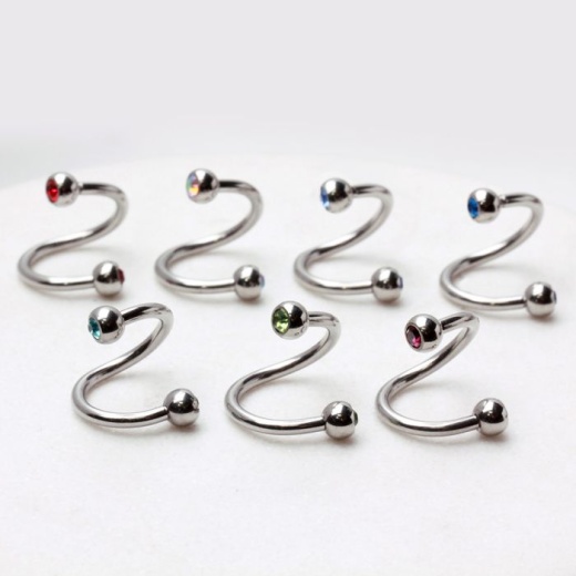 316L Surgical Steel Twist With Gemmed Balls