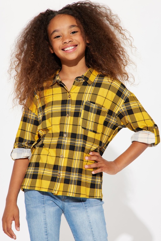 Mini Reality Check Plaid Top - Mustard/combo