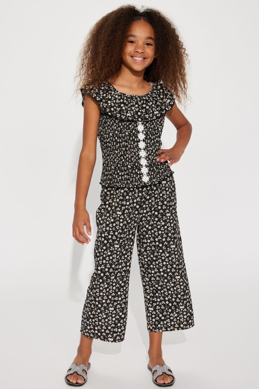Mini Bouquet My Way Pant Set - Black