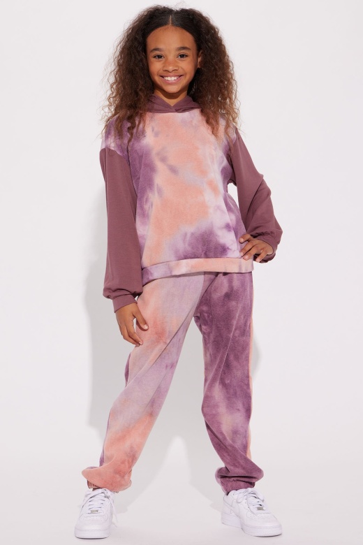 Mini I'm Lost In A Daze Tie Dye Jogger Set - Mauve/Combo