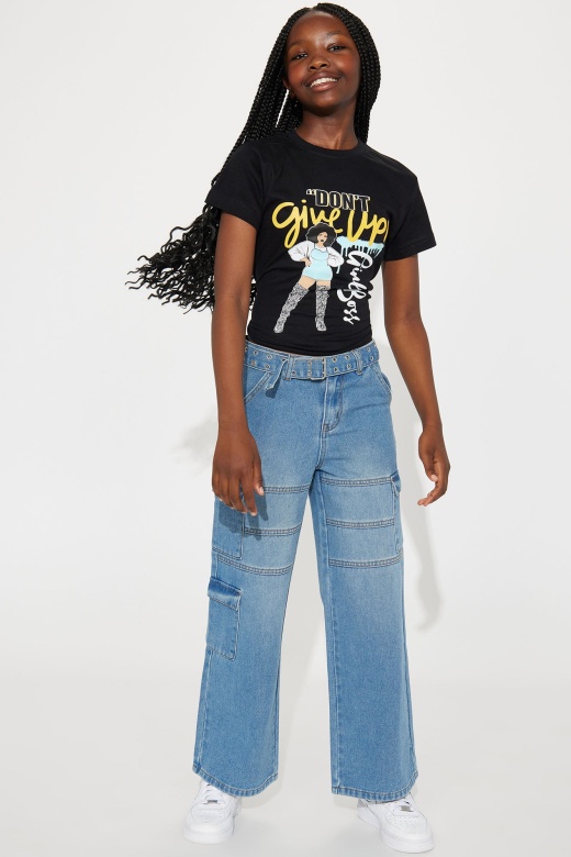 Mini Self Care Cargo Denim Jeans - Blue Wash