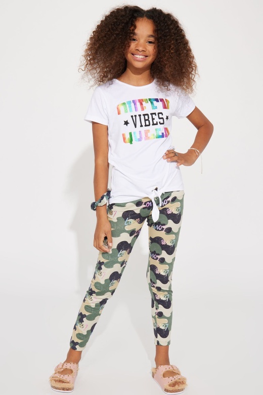 Mini Love Is Love Legging Set With Scrunchie - White/Combo