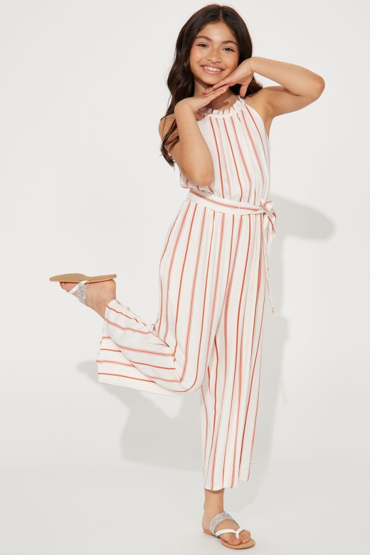 Mini Yarn Dye Striped Jumpsuit - Ivory/combo