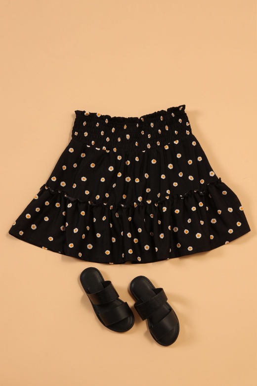 Mini A Vibe Tiered Skirt - Black