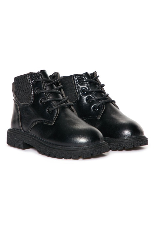 Mini Foot Print Combat Boots - Black