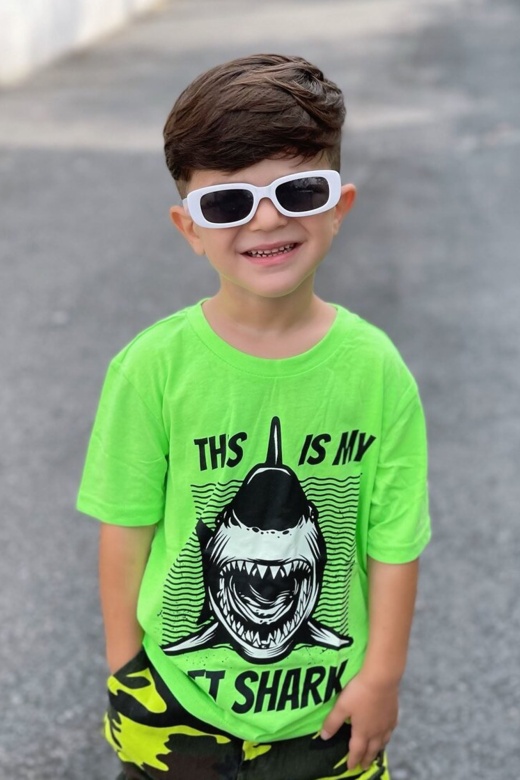 Mini My Pet Shark Short Sleeve Tee - Neon Green