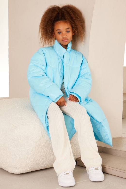 Mini Innovative Long Puffer Jacket - Light Blue