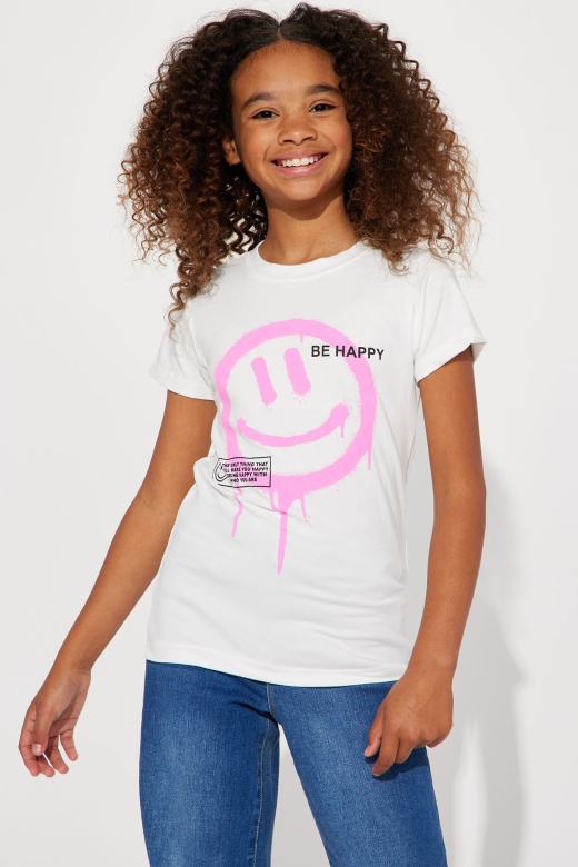 Mini Be Happy Short Sleeve Tee - White