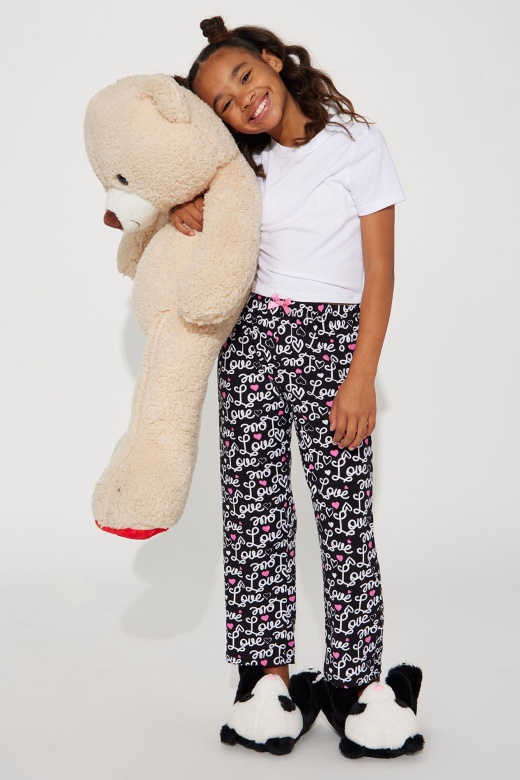 Mini Love All Over The World Polysuede Pants - Black