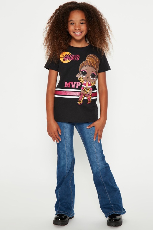 7/8 Mini 70's Vibes High Waist Bell Bottom Jeans - Dark Wash