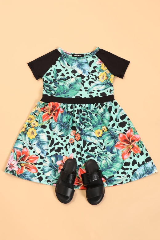 Mini Sporty Leopard Dress - Green/Combo