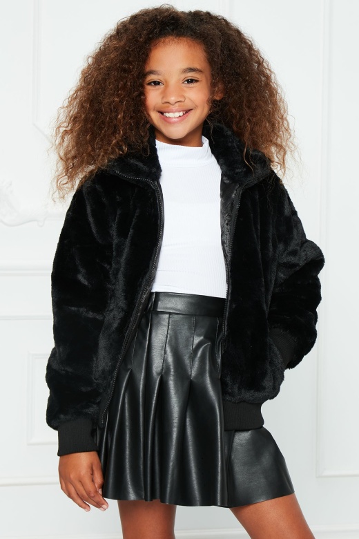 Mini Not Faux Real Bomber Jacket in Black