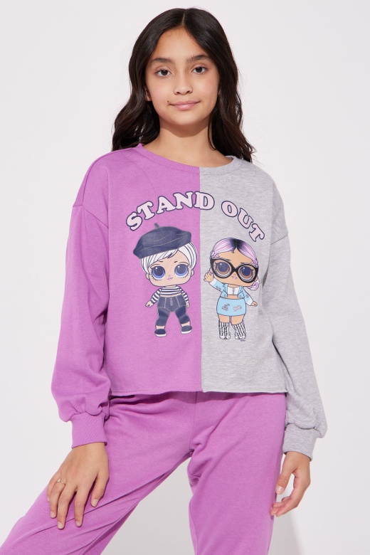 Mini LOL Standout Long Sleeve Crewneck - Purple/Combo
