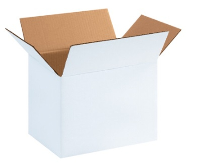 11 1/4" X 8 3/4" X 8" White Corrugated Cardboard Shipping Boxes 25/Bundle
