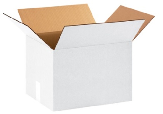 15" x 12" x 10" White Corrugated Cardboard Shipping Boxes - 25/Bundle