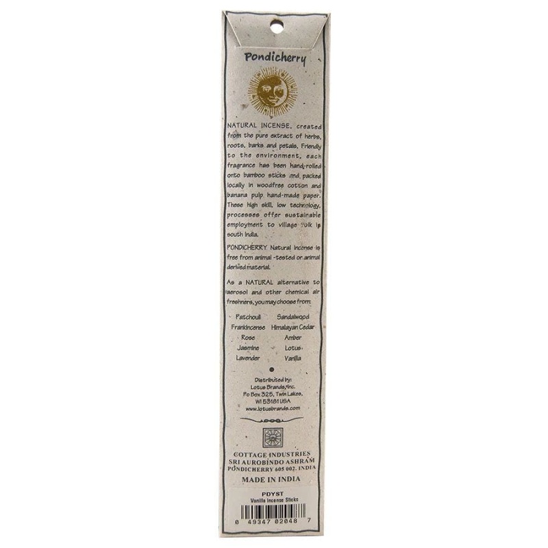 Pondicherry Natural Vanilla Incense Sticks 15 Count