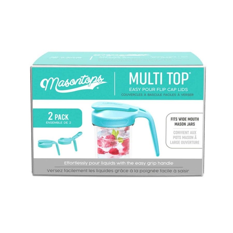 Masontops Wide Mouth Teal Multi-Top Pitcher Lid With Handle 2 Count