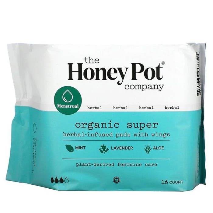 The Honey Pot Organic Super Herbal Menstrual Pads 16 Count