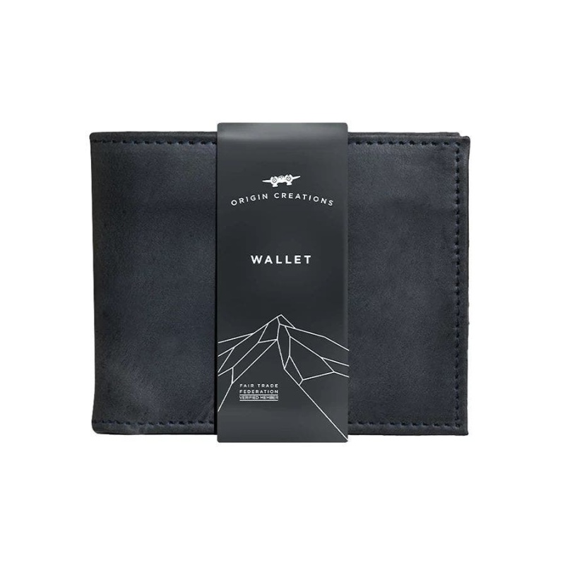 Origin Creations Artisan Leather Bi-Fold Wallet Electric Black