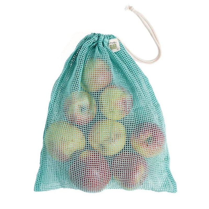 Ecobags Organic Cotton Washed Blue Mesh Sack