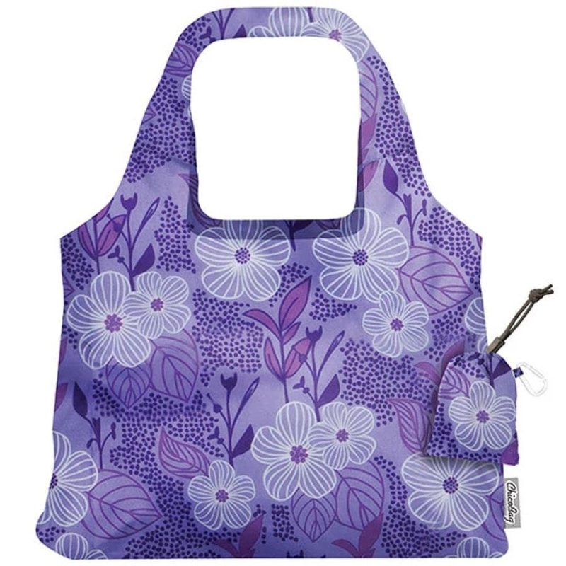 Chicobag Bliss Vita Purple Blooms Reusable Shopping Bag 19 X 13