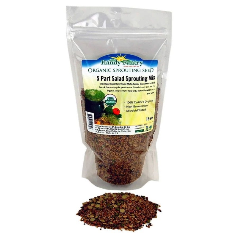 Handy Pantry 5-Part Salad Mix Organic Sprouting Seeds 16 Oz