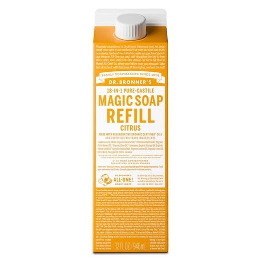Dr. Bronner's 18-In-1 Citrus Castile Soap 32 Fl. Oz. Refill Carton