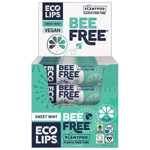 Eco Lips Plant Pod Bee Free Sweet Mint Lip Balm Display - 24 Tubes