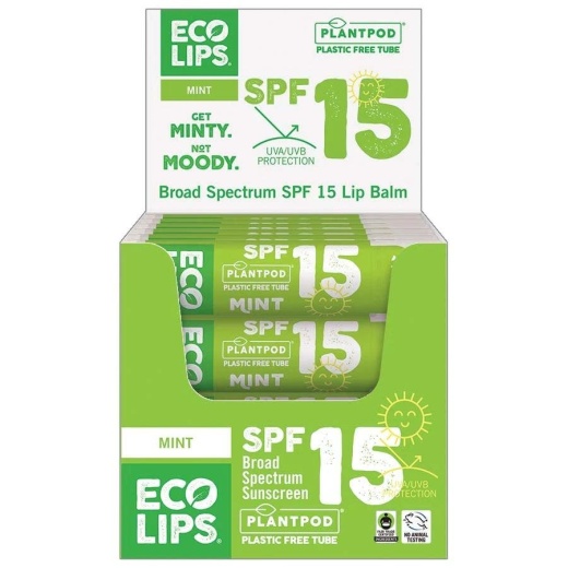 Eco Lips SPF 15 Mint Lip Balm Display - Protect and Hydrate Your Lips
