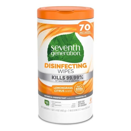 Seventh Generation Lemongrass Citrus Disinfecting Wipes 70 Count