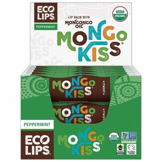 Eco Lips Mongo Kiss Peppermint Lip Balm Display - 15 Tubes