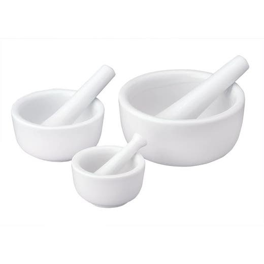 Hic 3-Piece Porcelain White Mortar & Pestle Set