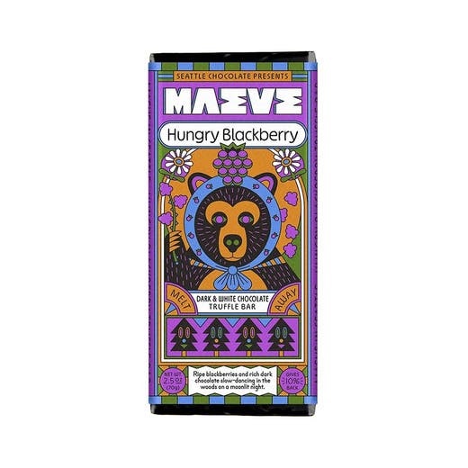 Maeve By Seattle Chocolate Hungry Blackberry Dark Chocolate Truffle Bar 2.5 Oz