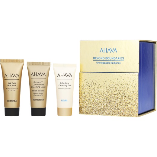 Ahava By Ahava Unstoppable Radiance Set: 24K Gold Mud Mask + Osmoter Soothing Lotion + Refreshing Cleansing Gel