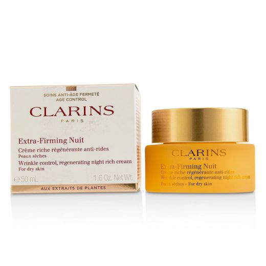 Clarins Extra-Firming Nuit Wrinkle Control, Regenerating Night Rich Cream for Dry Skin - 50Ml/1.6Oz