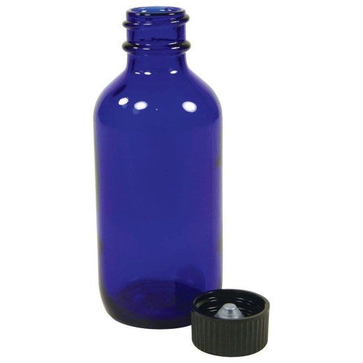 Cobalt Blue Boston Round Bottle With Cap 2 Oz. 6 Pack