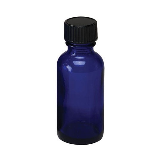 Cobalt Blue Boston Round Bottle With Cap 6 Count 0.5 Oz