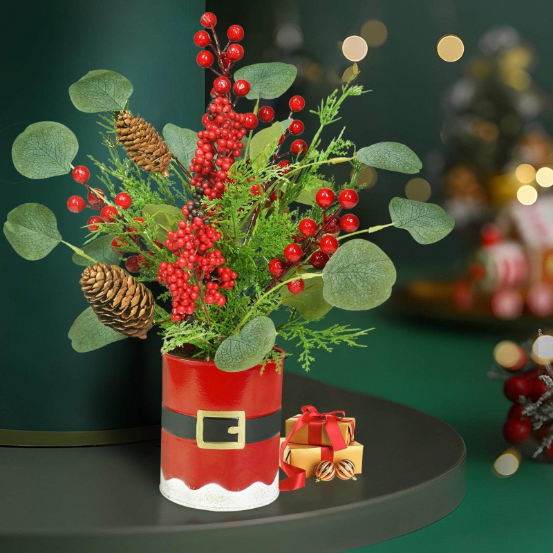 Ferrisland Artificial Mini Christmas Tree with Pine Cones and Red Berries