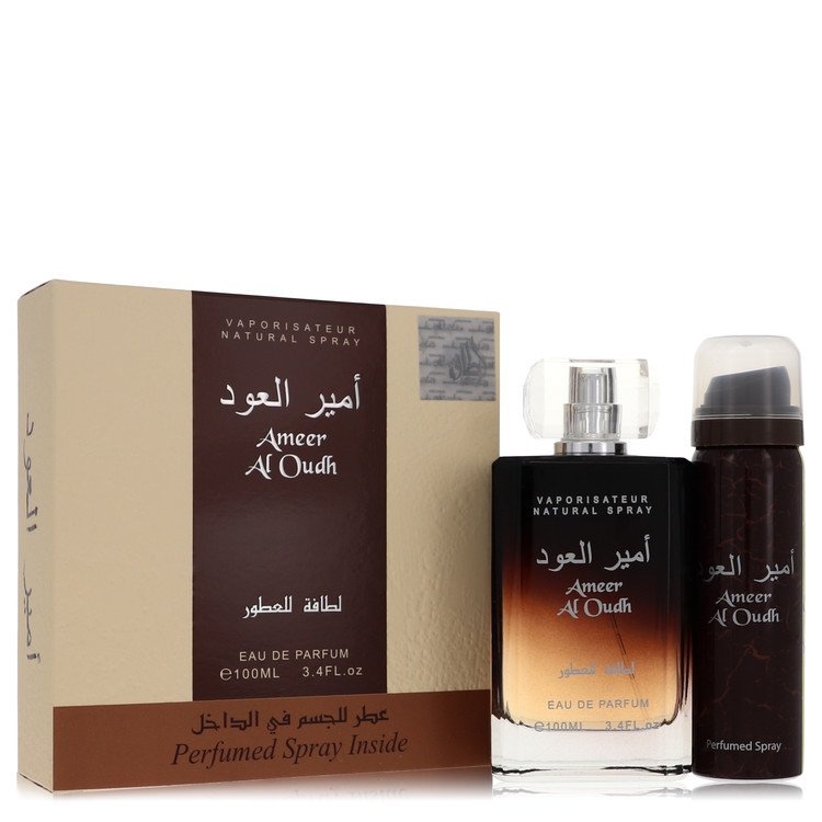 Ameer Al Oudh Cologne By Lattafa Gift Set - 3.4 Oz Eau De Parfum Spray + 1.7 Oz Perfumed Spray