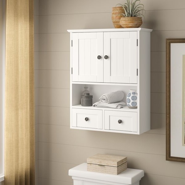 White Cottage Multi Drawer/Cabinet Wall Mounted Bathroom Storage