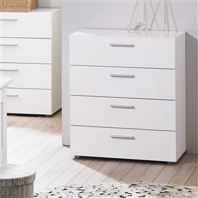 Contemporary Style White 4-Drawer Bedroom Bureau Storage Chest