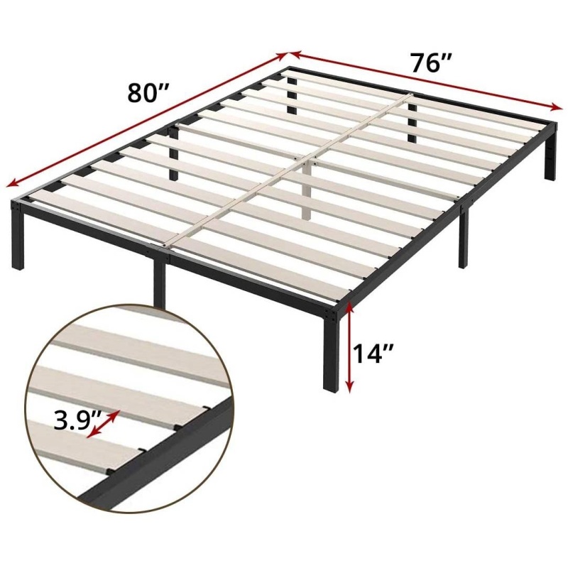 King Heavy Duty Metal Platform Bed Frame With Wood Slats 3,500 Lbs ...