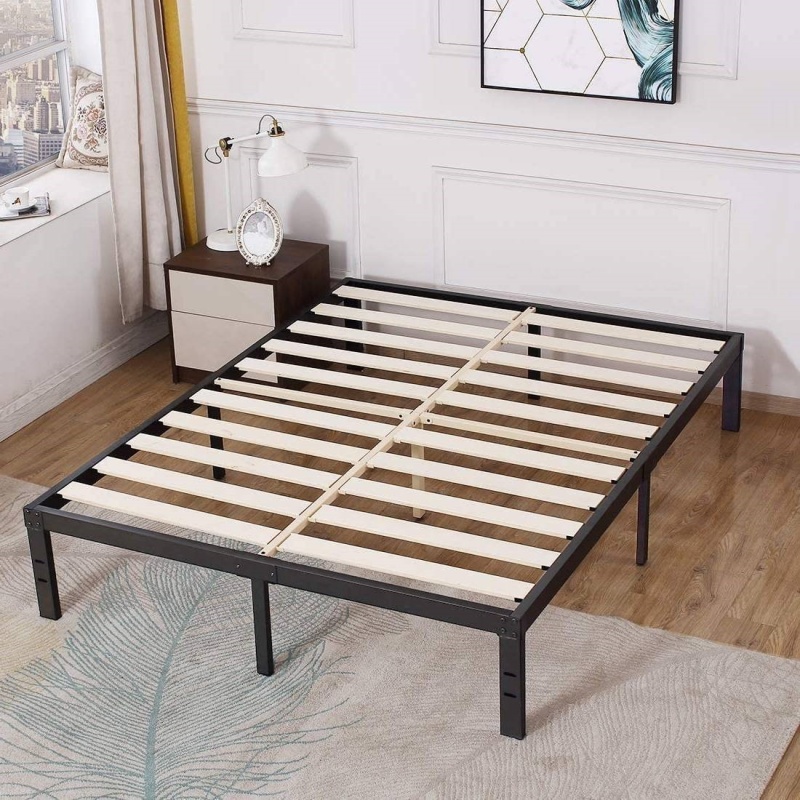 Queen Heavy Duty Metal Platform Bed Frame With Wood Slats 3,500 Lbs