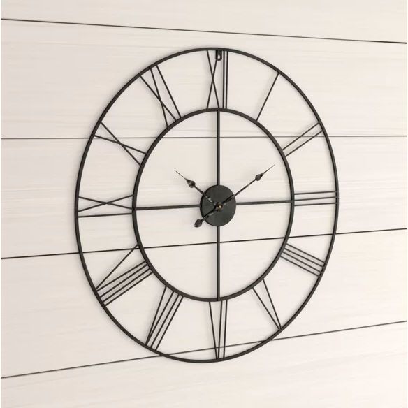 Round 24 Inch Metal Wall Clock With Roman Numerals   Detail 776d4fd85d80450c7ca7c8686b27c0a6 