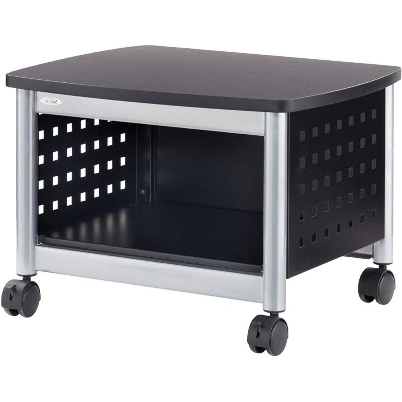 UnderDesk Printer Stand Mobile Office Cart In Black And Silver