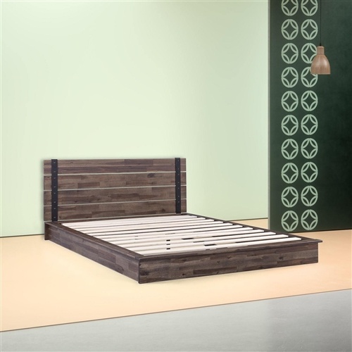 Twin Size Farmhouse Wood Industrial Low Profile Platform Bed Frame