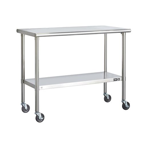 Stainless Steel 2-Ft Kitchen Island Cart Prep Table With Casters